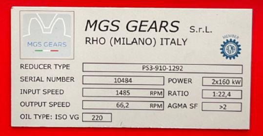 Gearbox MGS GEARS PS3-910-1292 overhead crane translation for Acciaieria Averdi