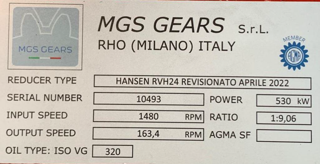 HANSEN gearbox overhaul LAMORT pulper command for Cartiera del Chiese